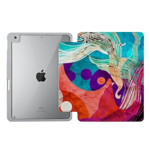 iPad Air 5 case iPad Pro 12.9  Pro 11 case iPad Mini 6 iPad 10.2 case iPad 9.7 iPad 7th 8th 9th case with pencil holder custom gift art wave