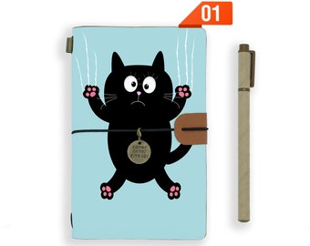 journal en cuir personnalisé carnet rechargeable journal en cuir véritable housse chat chat