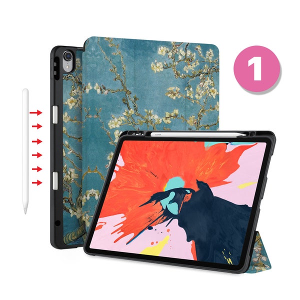 iPad  Magnetic Smart Case with Pencil Holder for iPad 9.7 10.2 iPad Air 5th 10.9 Pro 11"  Pro 12.9 Pro M1 M2 Auto Sleep/Wake Oil Painting