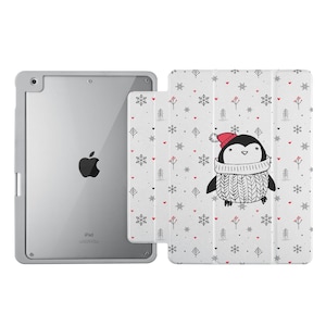 iPad Acrylic Case for, Pro 13&quot;, Pro 12.9&quot;, Air 13&quot;, Pro 11&quot;, Mini 6, 7,  Air 10.9&quot;, 9.7&quot;, 10.2&quot; with Pencil Holder ideal gift penguin