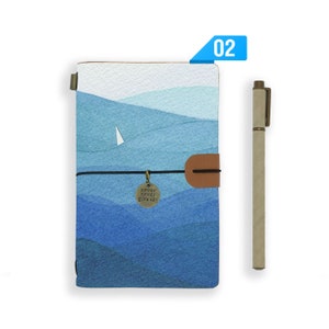 travel diary personalised refillable notebook journal genuine leather cover landscape Pattern 02