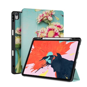 iPad Case 2025 with Pencil Holder for iPad Pro 13 iPad 9.7 10.2 10.9 iPad Air 13 11 10.9 Pro 11 12.9 M1 M2 M4 Flower
