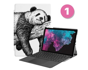 Premium Vegan Leder Folio Stand Cover für Microsoft Surface Go Surface X Pro 9 Pro 8 7 6 5 4 Kompatibel mit Type Cover Keyboard Animal