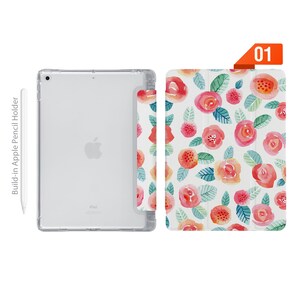 iPad See Through Smart Case Leather Stand Cover with Pencil Holder for iPad Pro 12.9 11 9.7 Air 10.9 10.5 10.2 mini 4 5