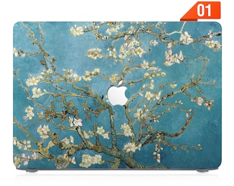 macbook pro 15 case rubberized front and bottom hard cover for apple pro 14 macbook air 13 pro 13 14 15 16 M1 M2 M3 painting almond blossom