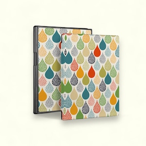 May include: Two black covers with a colorful pattern of teardrop shapes in shades of blue, green, red, yellow, and white. The pattern is repeated on both covers.