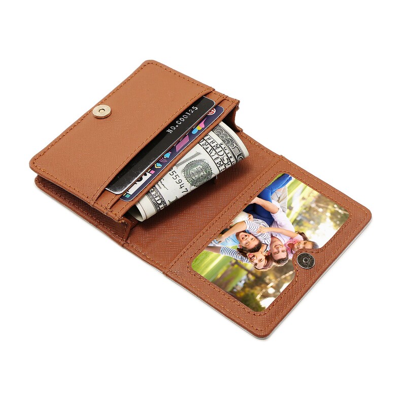 Personalized Minimalist Pu Leather Wallet Slim Credit Card Holder with ID Slot Slim cash change wallet flamingo