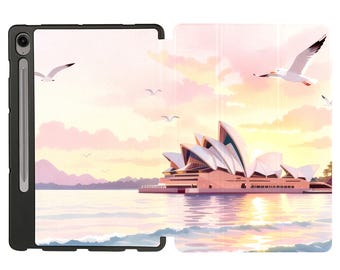 Samsung Galaxy Tab Case with S Pen Holder & Soft TPU Auto Sleep Wake – Personalized Case For S11 / S10 / S9 / A11/ A9 Coastal Serenity