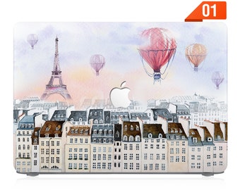 MacBook Tasche gummierte Vorder- und Unterseite Hardcover für Apple Pro 14 MacBook Air 13 15 M2 Pro 13 14 15 16 M1 M2 M3 Aquarell Stadt