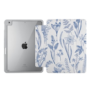 iPad Acrylic Case for, Pro 13&quot;, Pro 12.9&quot;, Air 13&quot;, Pro 11&quot;, Mini 6, 7,  Air 10.9&quot;, 9.7&quot;, 10.2&quot; with Pencil Holder ideal gift chinese blue