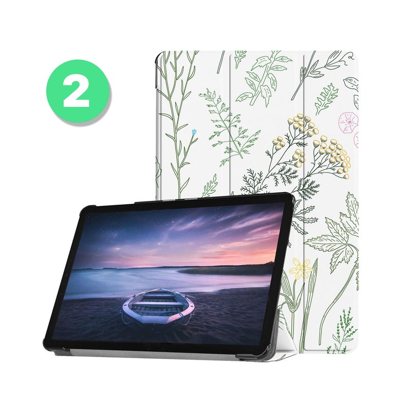 Housse en cuir pour tablette samsung, étui pour samsung galaxy tab s9 s8 s7 s6 s9 ultra s8 plus s7 fe lite a9 a8 a7 lite s9 fe, feuilles de plantes Pattern 02