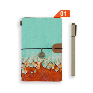 travelers notebook personalised refillable diary journal genuine leather cover rusted metal