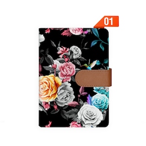 A6 planificateur en cuir organisateur organisateur rechargeable planificateur carnet Agenda couverture personnalisé journal noir fleur