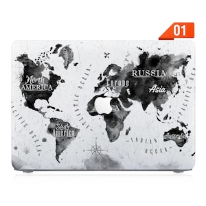 Hülle für MacBook 2025 Air 13 Pro 13, Pro 14, Pro 16, MacBook Air 13, Air 15 - Unterstützt M1 M2 M3 M4 Chips, anpassbare Design Weltkarte