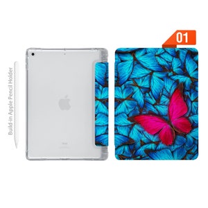 iPad See Through Smart Case Leather Stand Cover with Pencil Holder for iPad Pro 12.9 11 9.7 Air 10.9 10.5 10.2 mini 4 5