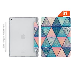 iPad See Through Smart Case Leather Stand Cover with Pencil Holder for iPad Pro 12.9 11 9.7 Air 10.9 10.5 10.2 mini 4 5