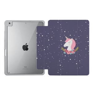 Acrylic iPad case iPad Pro 12.9 11 iPad Mini 6 iPad 10.9 10.2 9.7 iPad 7 8 9 iPad 10 2022 case with pencil holder custom gift unicorn 03
