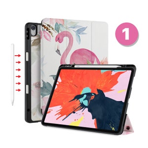 iPad Smart Case with Pencil Holder | Auto Sleep/Wake | Fits iPad Pro 13 M4, Air 13, Air 11, Pro 12.9 M1/M2, Pro 11, 10.9, 10.2, 9.7 Flamingo