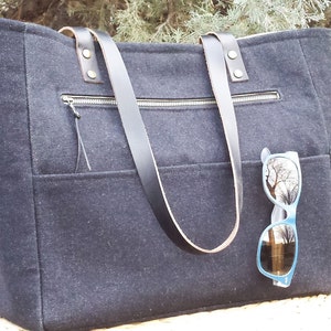Black Denim Tote Bag - Etsy