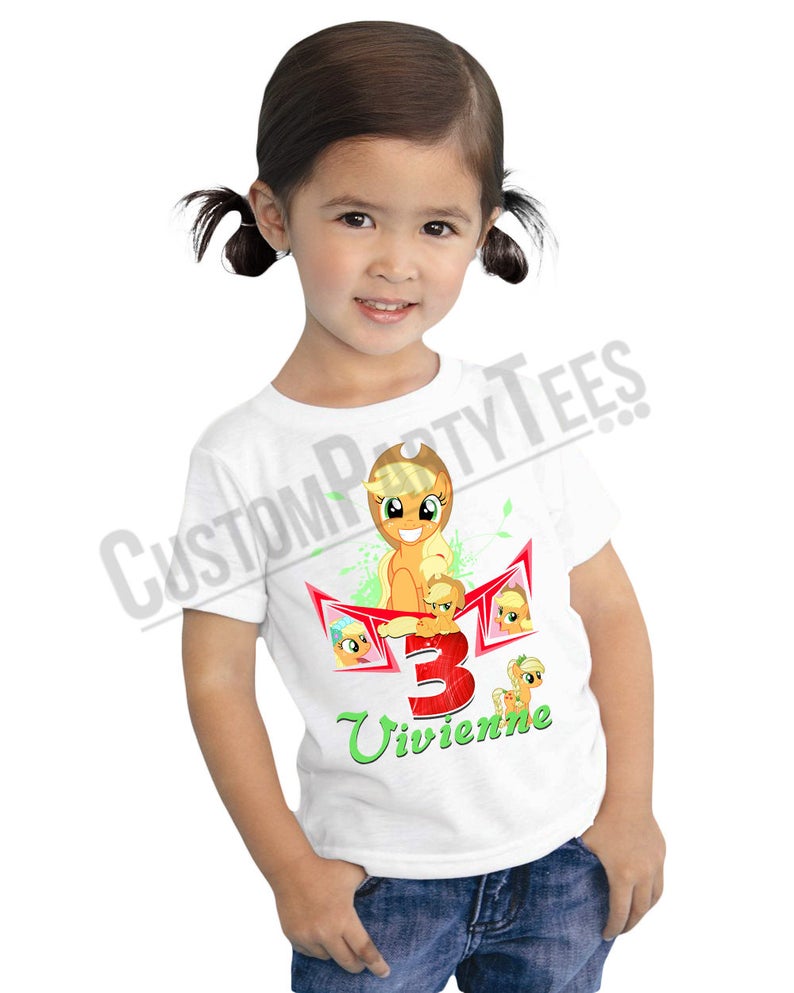 APPLE JACK My Little Pony Custom T-shirt PERSONALIZE Birthday Add Name and Age