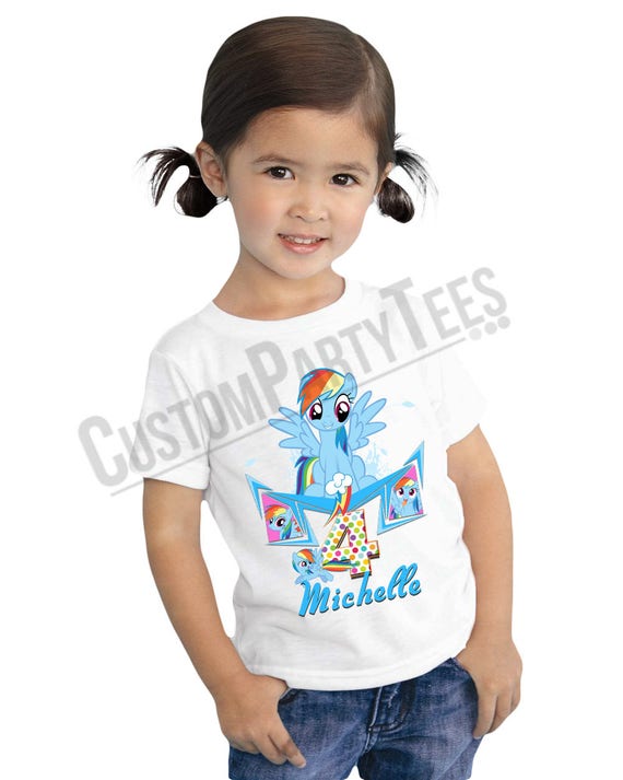 Rainbow Dash Birthday Girl TShirt Personalized Age and Name My Little
