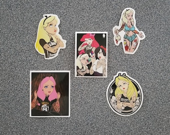 Alice in Wonderland Bad Girl Tattoo Sticker Decal - Your Choice! - Disney - Laptop, Helmet, Skateboard Sticker