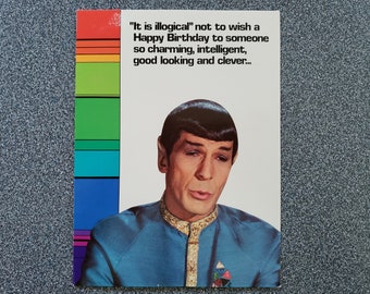 Vintage 1976 Star Trek TOS Mr. Spock Humor Birthday Card - Large 8" x 6" - NOS Random House
