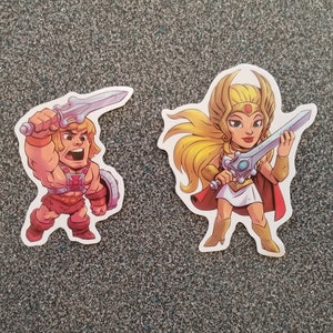 He-man and She-Ra Vinyl Stickers - 2 pieces - Prince Adam and Princess Adora (Princess of Power) - Masters of the Universe