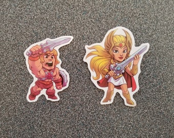He-man and She-Ra Vinyl Stickers - 2 pieces - Prince Adam and Princess Adora (Princess of Power) - Masters of the Universe