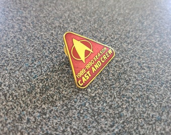 Vintage 1989-1990 Star Trek Official Licensed Product TNG The Next Generation Cast and Crew - Enamel Tac Pin  1" x 1"