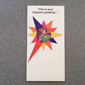 Vintage 1976 Star Trek TOS Captain Kirk Humor uitvouwbaar en verjaardagskaart maken - groot 10" x 5" - NOS Random House