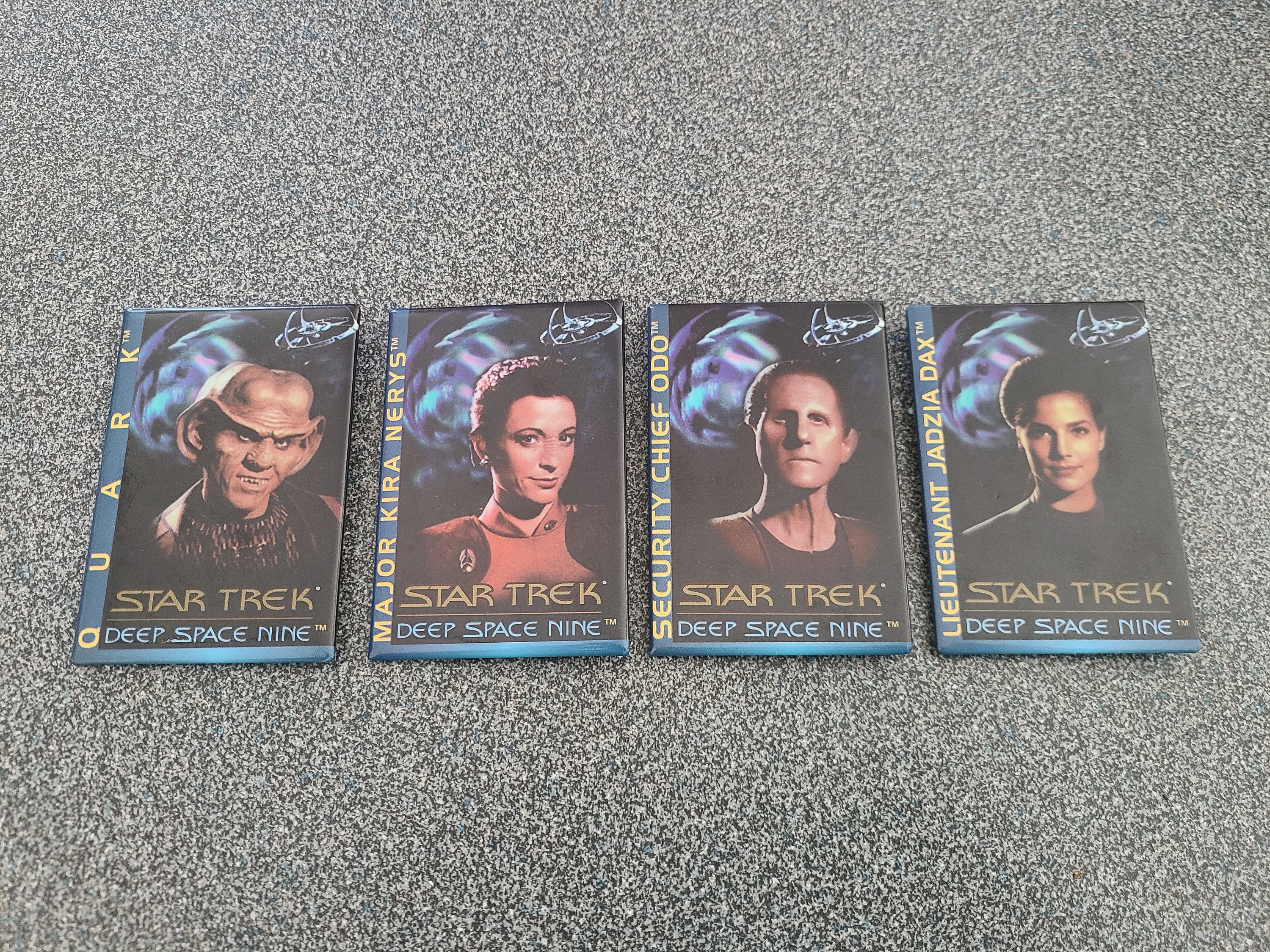 Vintage Star Trek DS9 1994 - Quark, Kira Nerys, Odo, Jadzia Dax - Deep Space 9 Nine Series Button Pin Back