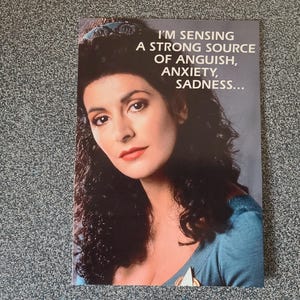 vintage 1992 Hallmark Star Trek TNG Deanna Troi - carte d'anniversaire humour - NOS