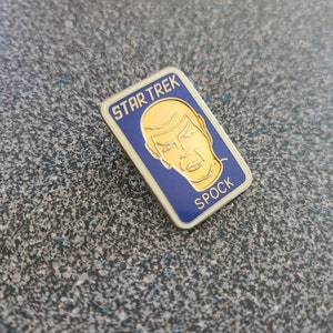 Vintage 1990 Star Trek Official Licensed Product - TOS Spock Face/Name Pin - Enamel Tac Pin  1.25" Tall x .75" Wide