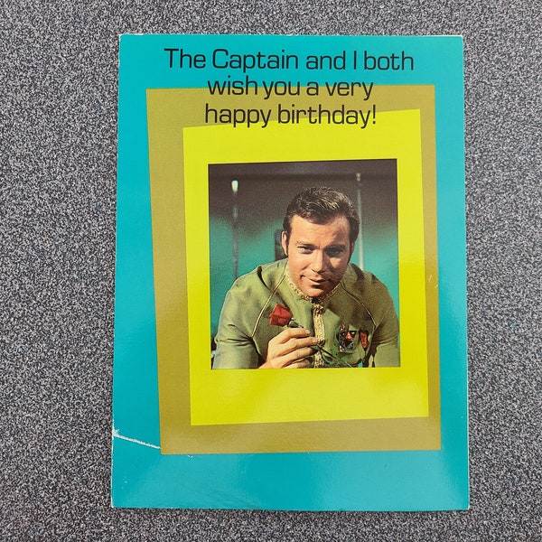 Vintage 1976 Star Trek TOS Captain Kirk Humor Birthday Card - Large 8" x 6" - NOS Random House