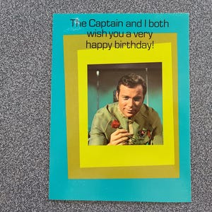 Vintage 1976 Star Trek TOS Captain Kirk Humor Birthday Card - Large 8&quot; x 6&quot; - NOS Random House