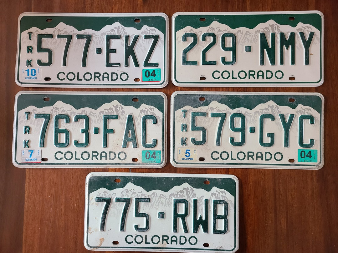Choice of Vintage Colorado License Plate Green on White License Plate