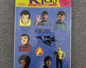 Pegatinas vintage de la serie original de Star Trek de Paramount Pictures de Hallmark de 1990 (4 hojas)