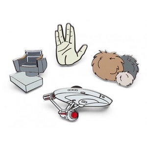 Star Trek TOS Enamel Pins - Your Choice! - USS Enterprise, Tribbles, Captain&#39;s Chair, Spock - Paramount Pictures Officially Licensed