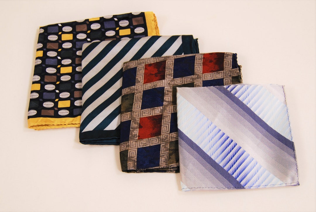 Vintage Mens Silk Pocket Squares C. 1970s Etsy