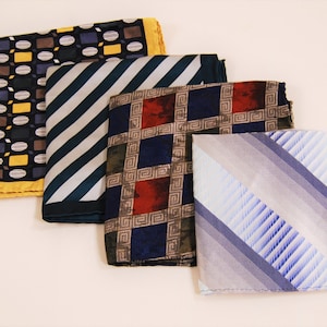 Vintage Mens Silk Pocket Squares c. 1970s