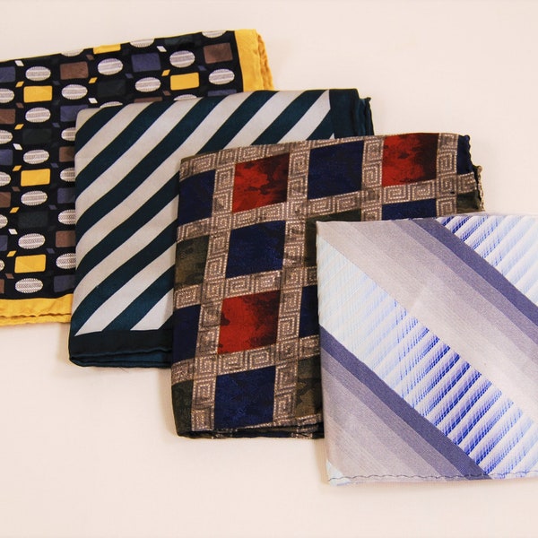 Vintage Mens Silk Pocket Squares c. 1970s