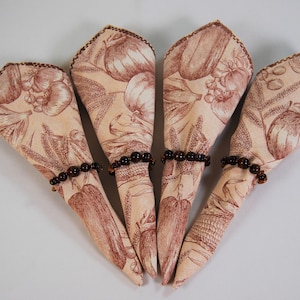 Vintage Handmade Thanksgiving Napkins, Set of Four