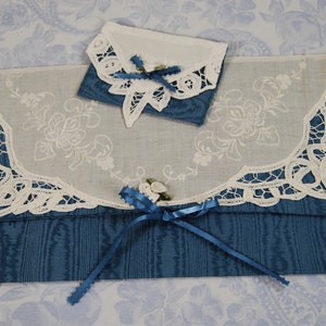 Vintage Handmade Lingerie and Tissue Cases, Matching Sets, Blue or Green