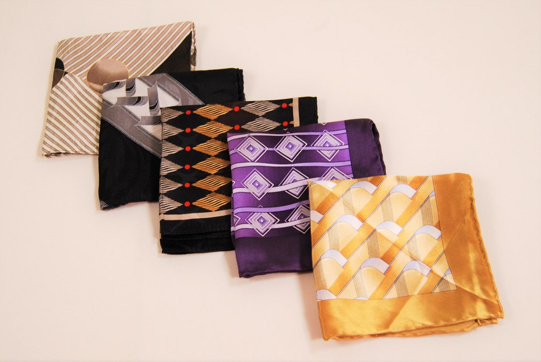 Vintage Mens Silk Pocket Squares C. 1970s Etsy