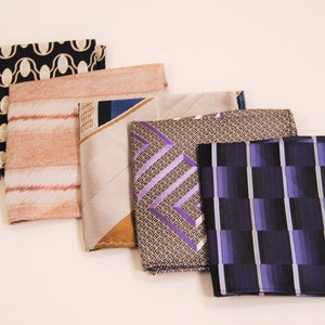 Vintage Mens Silk Pocket Squares c. 1970s