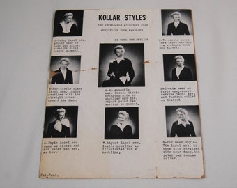 Cols détachables blancs vintage, jeu de deux, feuille de styles Kollar originale incluse
