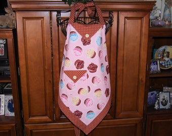 Handmade Full Apron, Cupcakes and Polka Dots