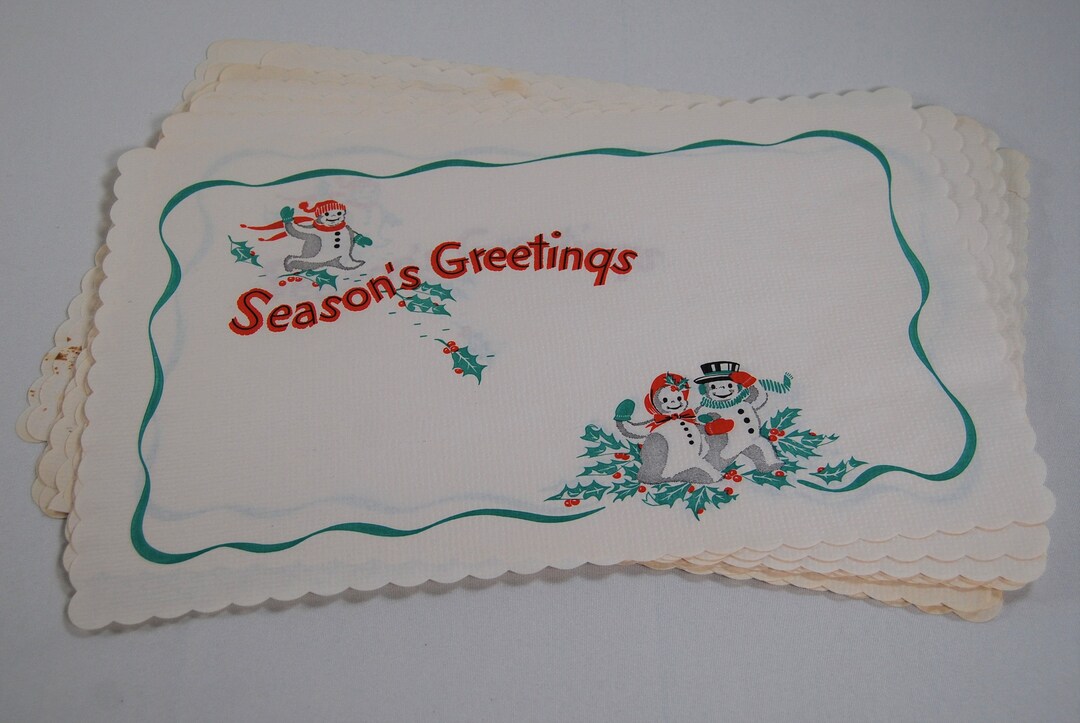 Vintage Christmas Paper Placemats and Napkins Mr. and Mrs. Etsy