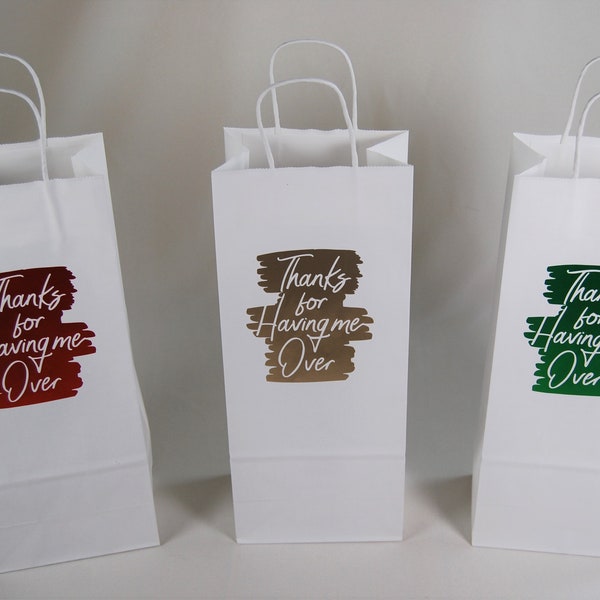 Handmade White Kraft Wine Gift Bags, Hostess Gift, Three Variations in Colors, Reusable Gift Bag